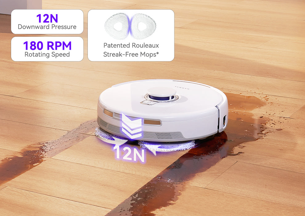 Robot Vacuum cleaning heavy stains on the floor